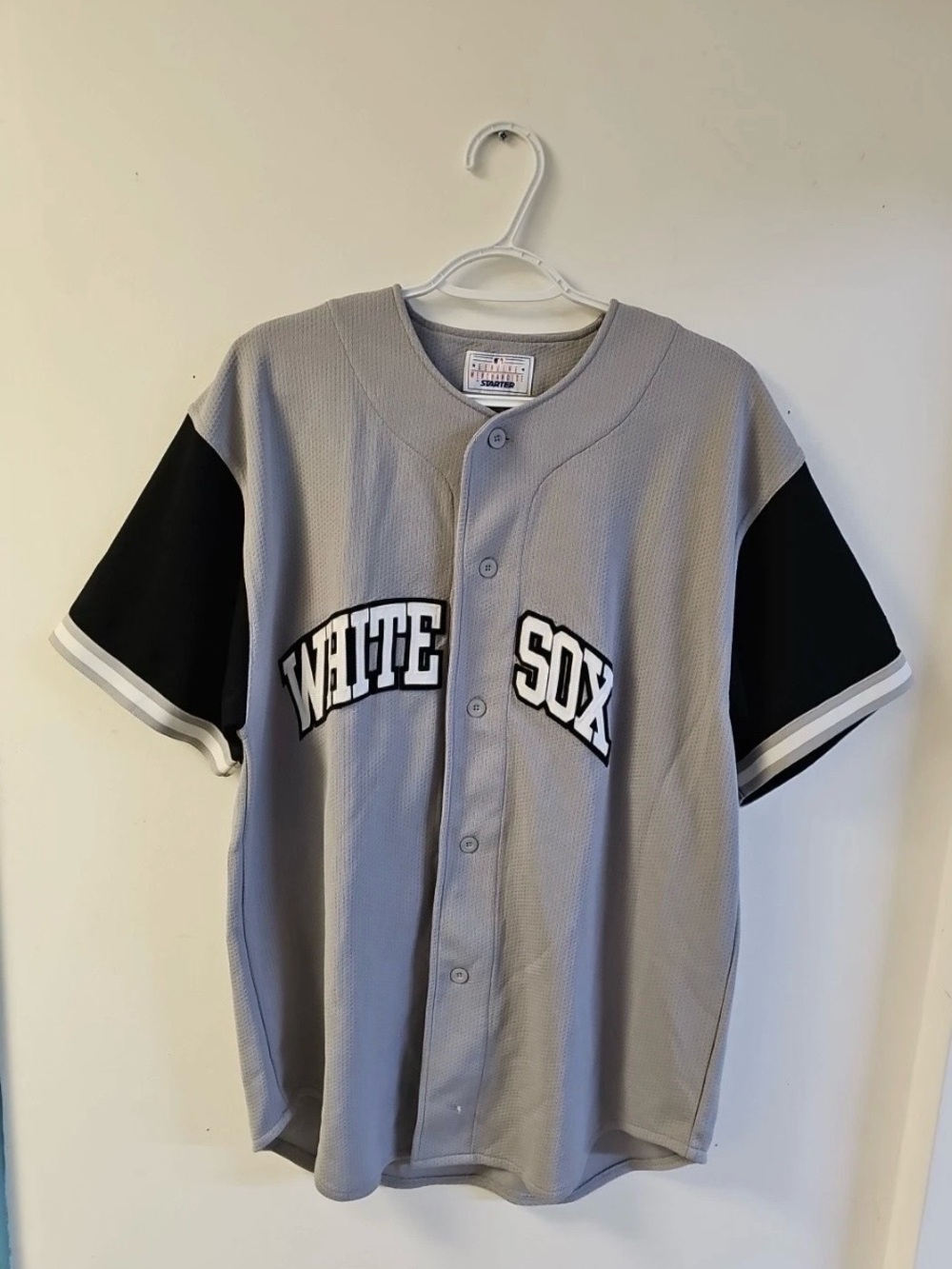 STARTER Grey Mesh Baseball Jersey with White Tag Detail
